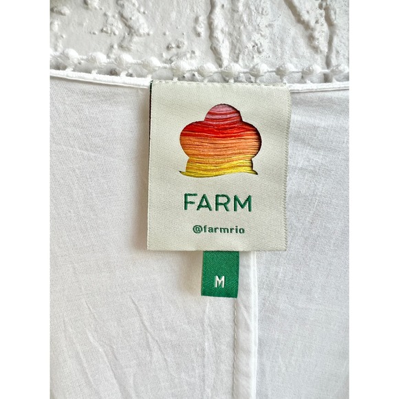 Farm Rio Richelier V-Neck Kimono Sleeves Tiered Lace Midi Dress Off-White Medium - Picture 7 of 9